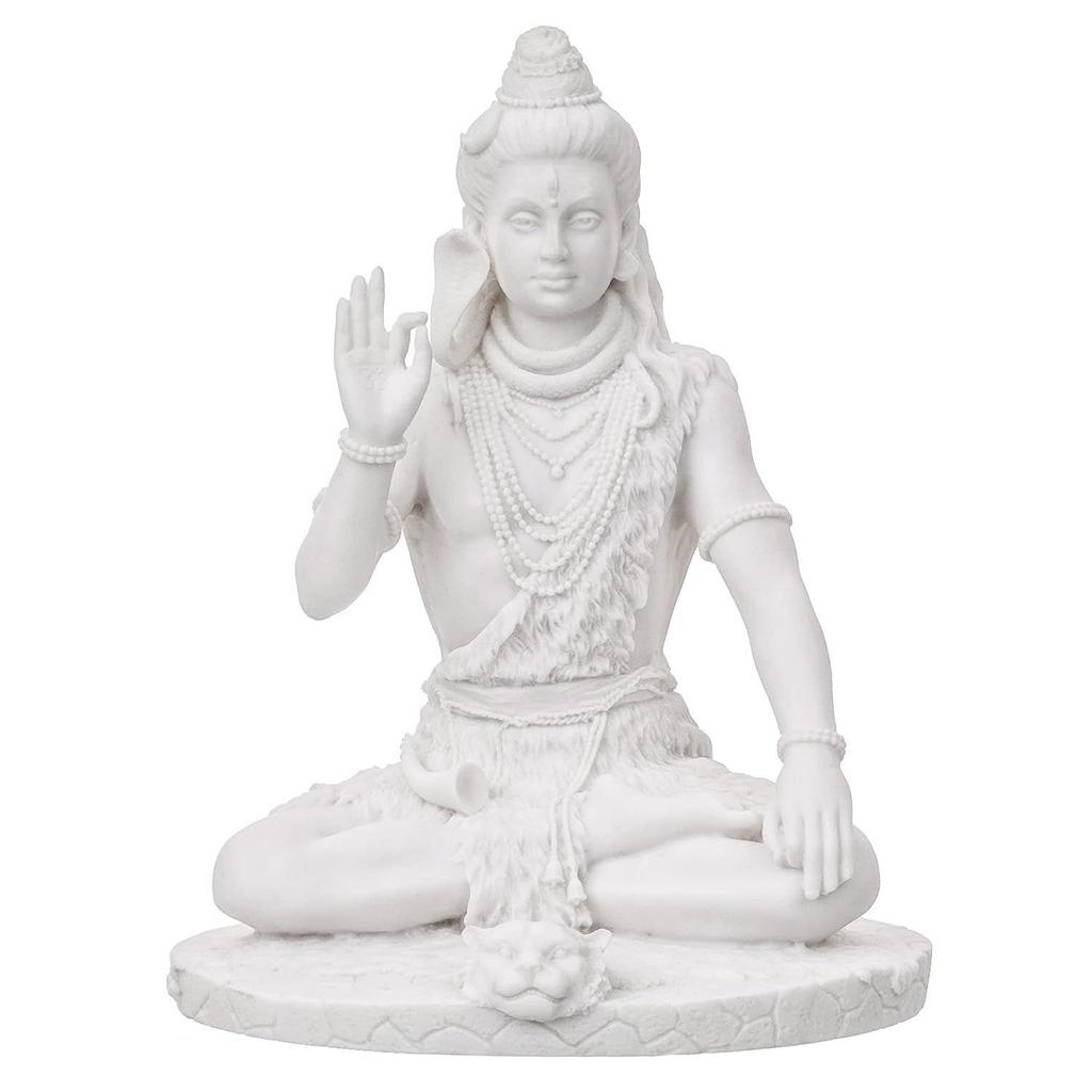 Weiße Polyresin-Segensstatue von Lord Shiva