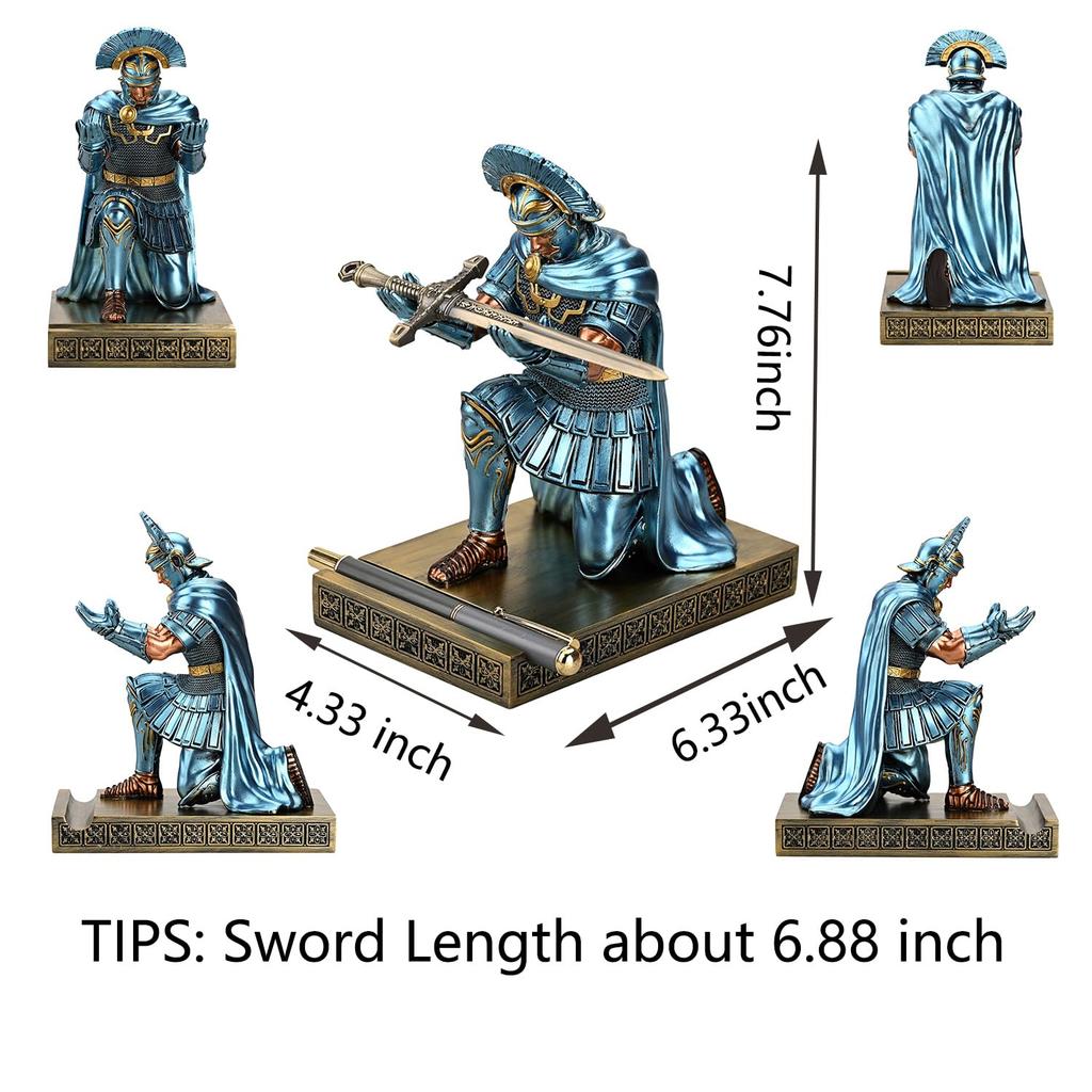 HDMbigmi Centurion Cloak Warrior Knight Pen Holder, Cell Phone Stand, Desk Organizer Accessories, Gift for Office or Home (Blue)