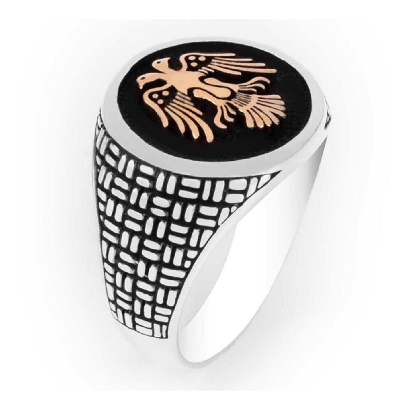 

Черное кольцо из стерлингового серебра 925 пробы с двойной головой орла