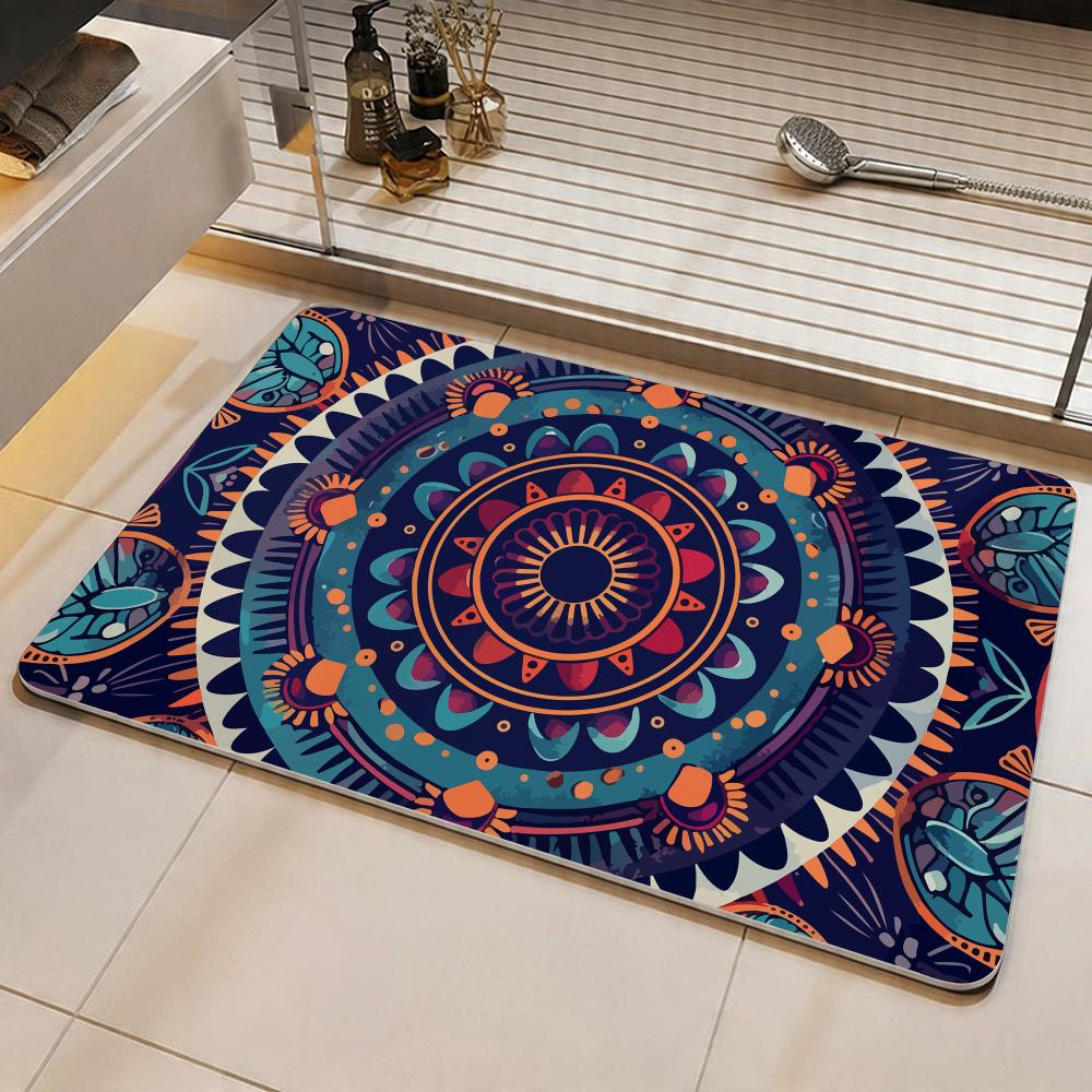 Pattern F-Foreign Pattern Floor Mat Eco Diatomite Antibacterial Odor-Resistant Floor Mat & Drain Pad for Kitchen & Bathroom