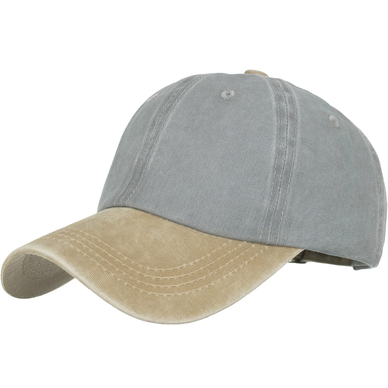 

CA676 [White Fang] Cap, Plain, Hat, Sports, Running, Outdoor, Women, Men, (Gray Khaki)