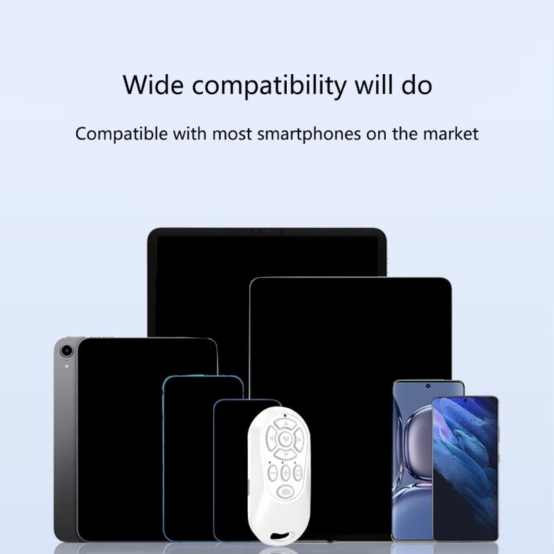 Remote Control For Smartphone Photography Featuring 10M Ranges Slip Matte Buttons Upgraded Chip For Stable Connection And Compacts Design For