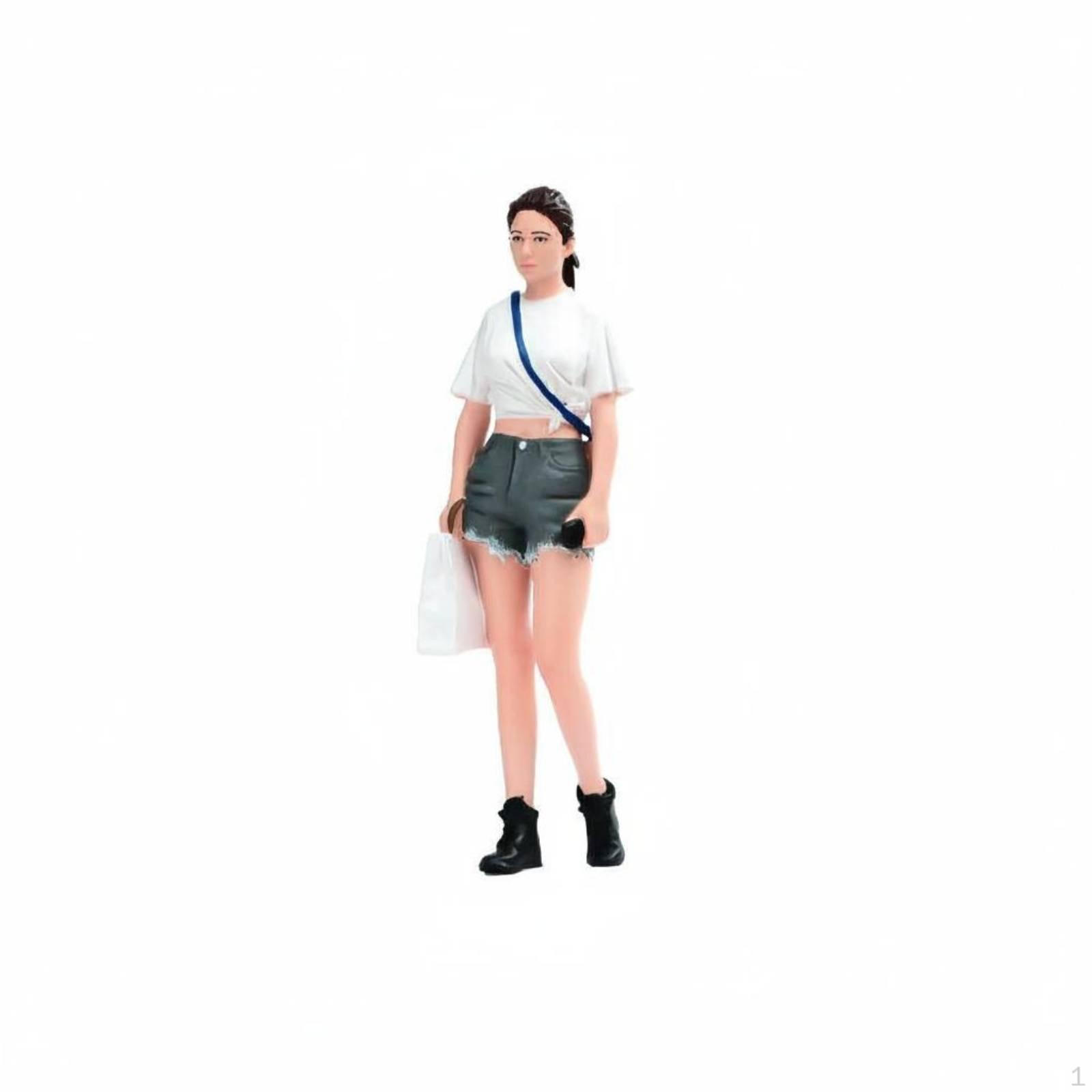 girl Figure Finely Detailed Painted Female Miniature Resin Material Modern Figurine for