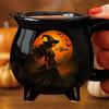 Halloween Tea Drinkware Witch Coffee Mug with Three Legged Cauldron Design, Non Slip Handle Ceramic Decorative Witchcraft Prop Cup, 370ml Capacity for