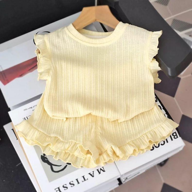 Baby Girl Summer Outfit Breathable Soft Sleeveless Set Trendy Toddler Clothes 2 Piece Fashionable Infant Clothing