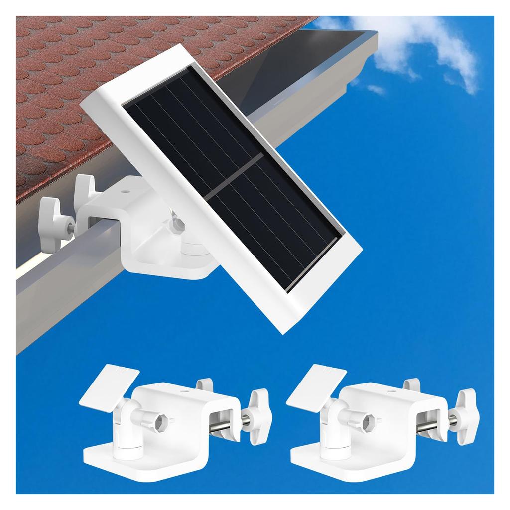 2 Sets Solar Panel Gutter Mount 360 Degree Adjustable Universal Gutter Mounting Bracket White