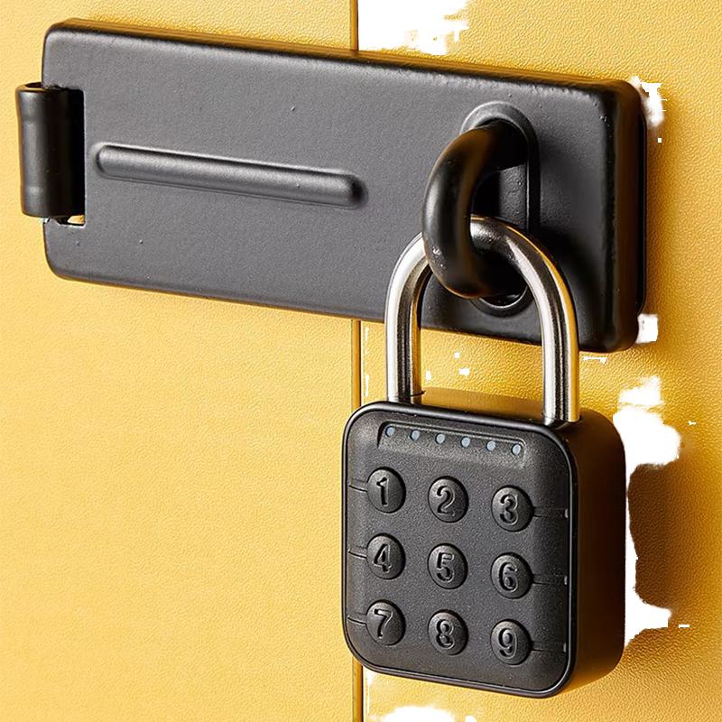 Password Lock App Cabinet Electronic Waterproof IP67 Portable Mini Smart Digital Padlock Zinc Alloy (Black,Fingerprint And Password)