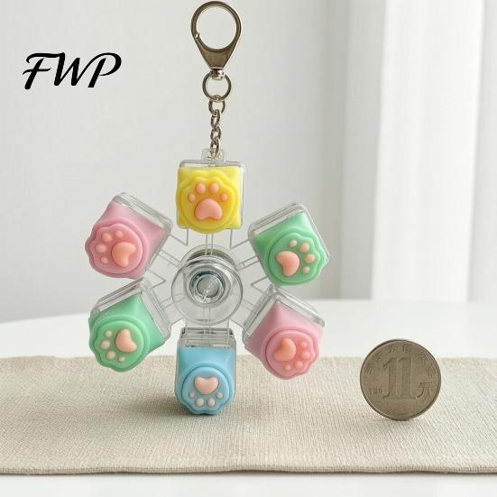 Clicky Mechanical Keyboard Toy LED Light-up Fidget Spinner Decompression Button Finger Clicker Glowing 2/3/4/5/6-Keys Keychain Stress Relief Desk