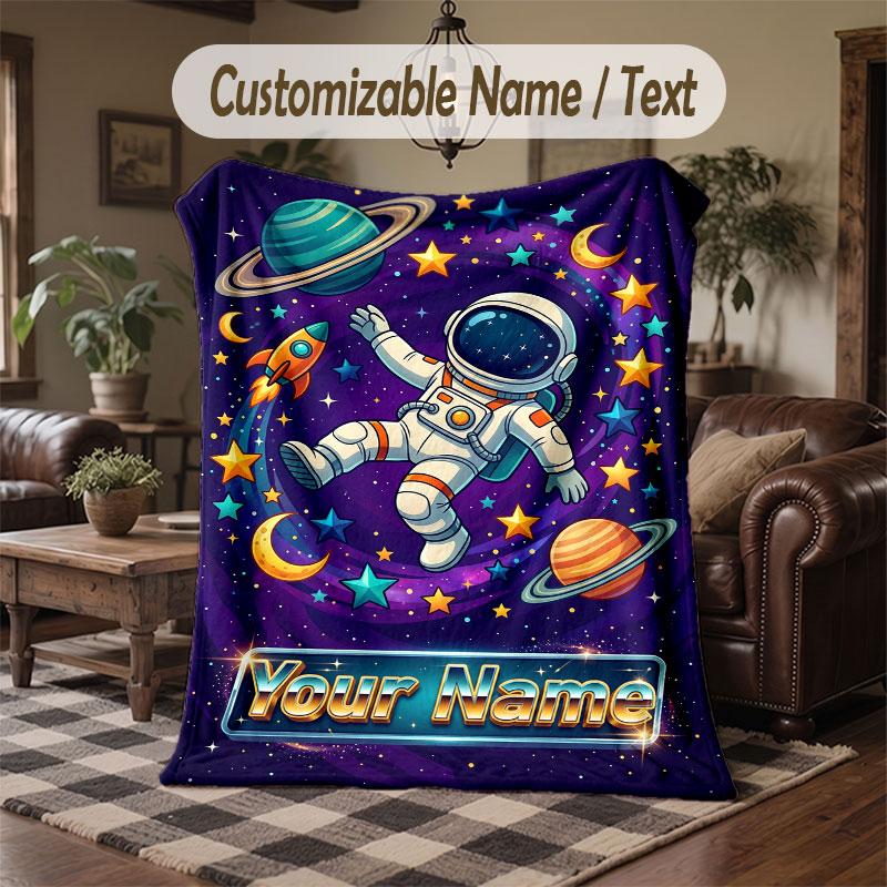 Coperta Cosmica a Tema Spaziale con Nome Personalizzato Testo Coperta Personalizzata Morbida Accogliente per Casa Divano Letto