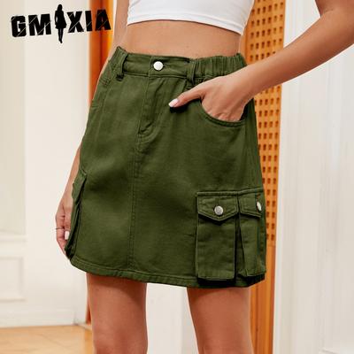 Sommer Damen Waschung Multi-Taschen Denim Cargo Rock Trend