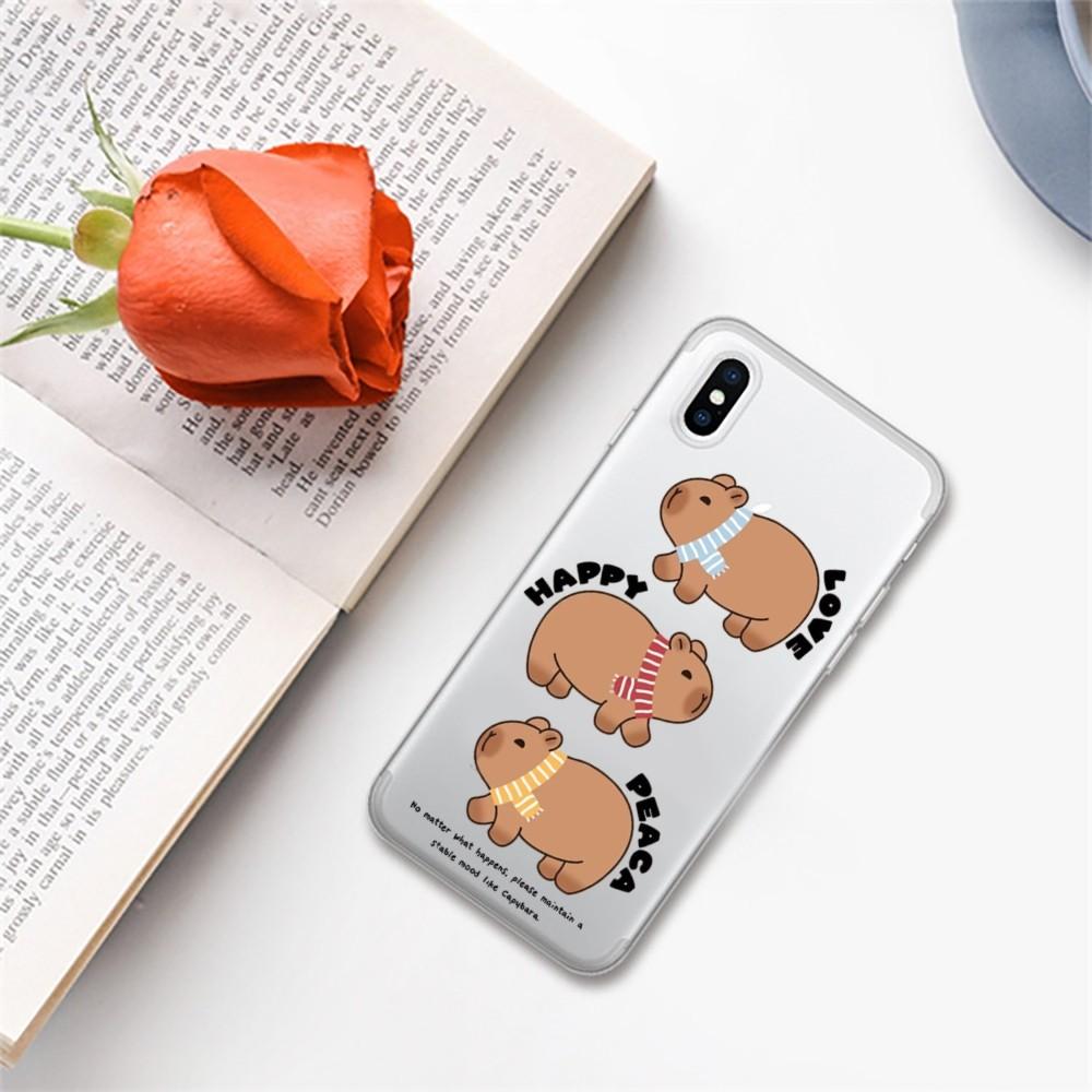 Cartoon Cute Capybara Phone Case For iPhone 14 13 12 11 Pro Max XS X XR SE 2020 6 7 8 Plus Mini Protective Cover