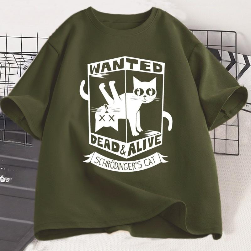 Funny Black Cat Tshirts Cotton Causal Loose Tshirt Printed Round Neck Short Sleeve Cat Lover T Shirt Harajuku Streetwear Tops
