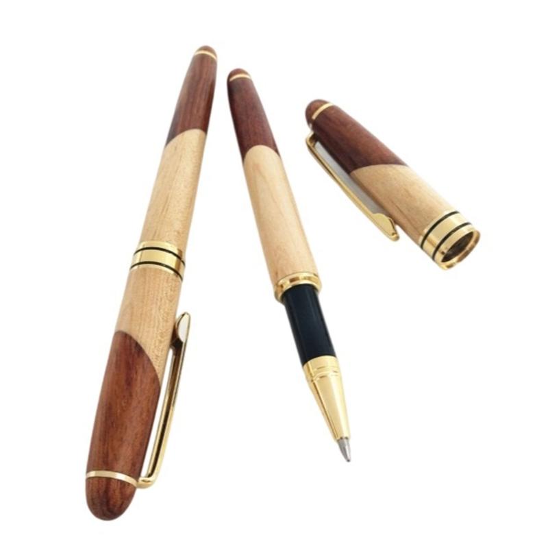 Wood Ballpoint Pen with Metal Pen Clip Business Roller Pen Office Singing Pen For Writing Note Taking Journaling