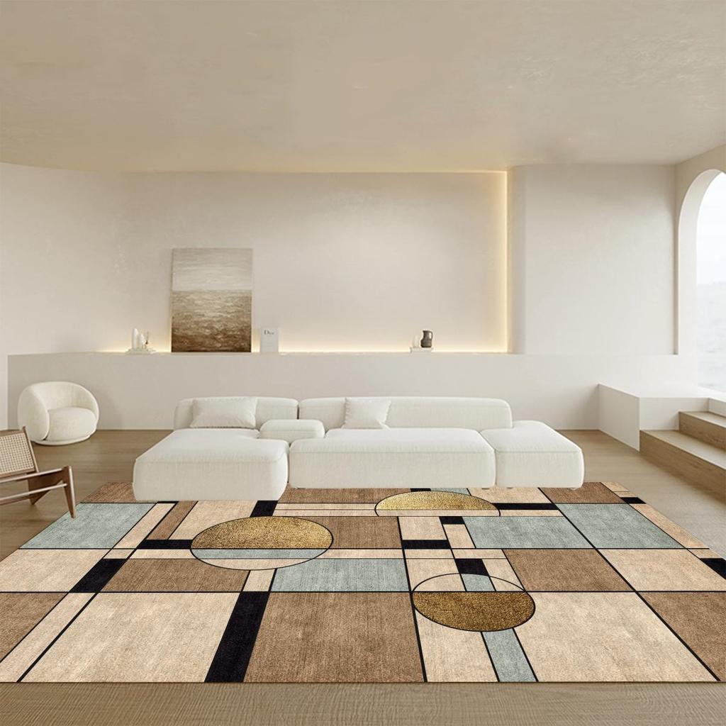 Braune Geometrische Teppiche für Wohnzimmer Große Flächenteppiche für Schlafzimmerdekor Nordische Heimdekoration Ankleidezimmermatte Weicher Lounge-Teppich