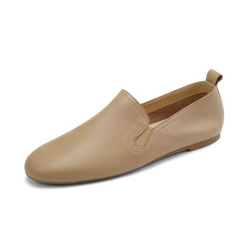 Women's genuine leather soft leather one-pedal small leather shoes British comfortable flat single shoes casual mother shoes lazy shoes