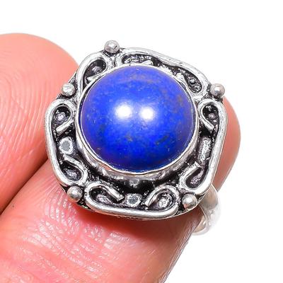 Dabīgs Lapis Lazuli dārgakmens 925 sudraba rotaslietas gredzens, 7. izmērs W3c41
