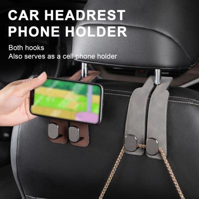Gancio per poggiatesta per sedile auto, supporto per telefono, in similpelle, resistente, multifunzionale, universale, per SUV, organizer per interni auto