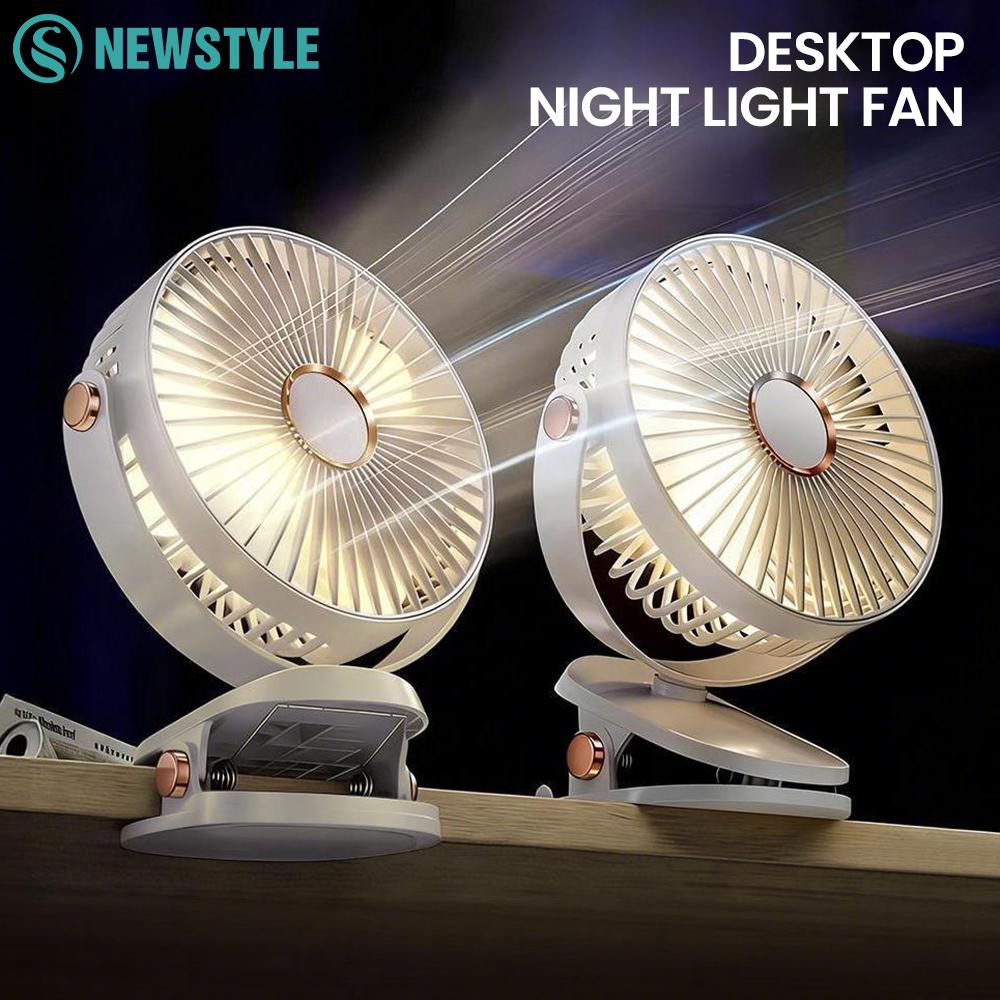 Portable Mini Desktop Fan Light 360° Adjustable Angle 5 Speed Settings Rechargeable Battery Quiet Charging Fan for Home Outdoors