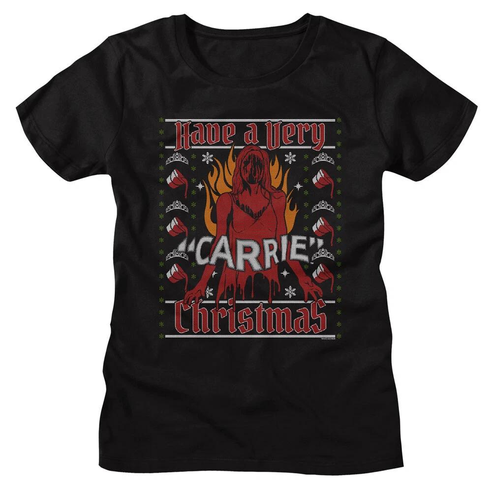 Carrie 1976 Horror Movie Have A Very Carrie Christmas Women s T Shirt M