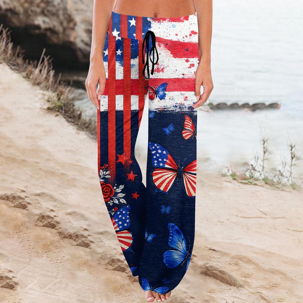 Women's Fashion Loose-Fit Drawstring Elastic Waist Casual Printed Pants