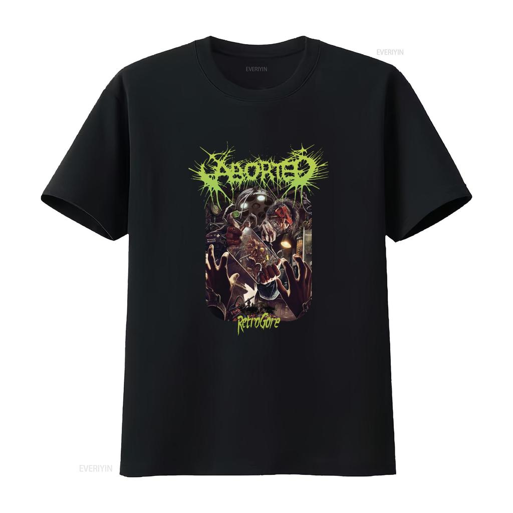 Retro Aborted Band Retrogore T Shirt Black  All Sizes Available Vintage Washed Versatile Breathable Homme Stylish Stretched