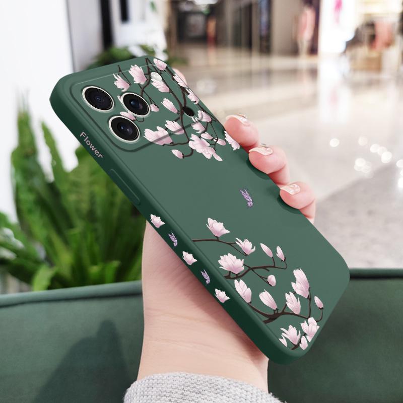 Flower Branch Dance Phone Case For iPhone 17 Air 16 16e 15 14 13 Pro Max Plus Mini Liquid Silicone Soft Cover