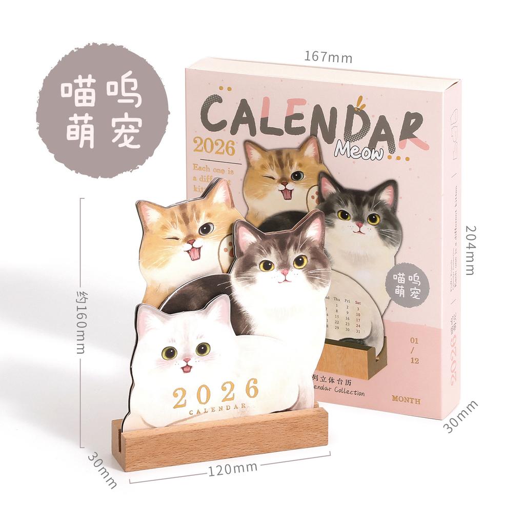 Animal Calendar Organizer Multi-Functional Cat Desk Calendar Cute Desk Agenda Double-Sided Pet Yearly Scheduler For Gift For