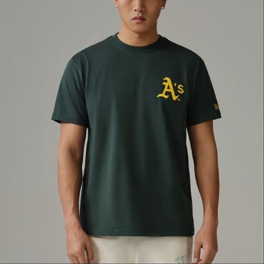 New Era MLB Logo Print Crew Neck Short Sleeve T-Shirt Unisex T-Shirts Green 13546441