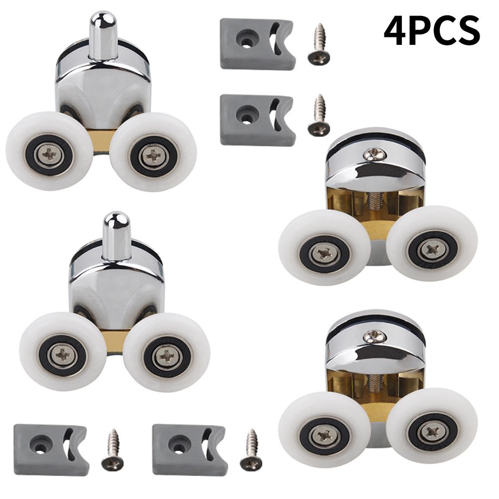 4 шт. 23 мм Ролики для душевой двери из цинкового сплава Двойное колесо Раздвижные ролики для душевой двери Подшипниковые ролики Замена для раздвижных дверей