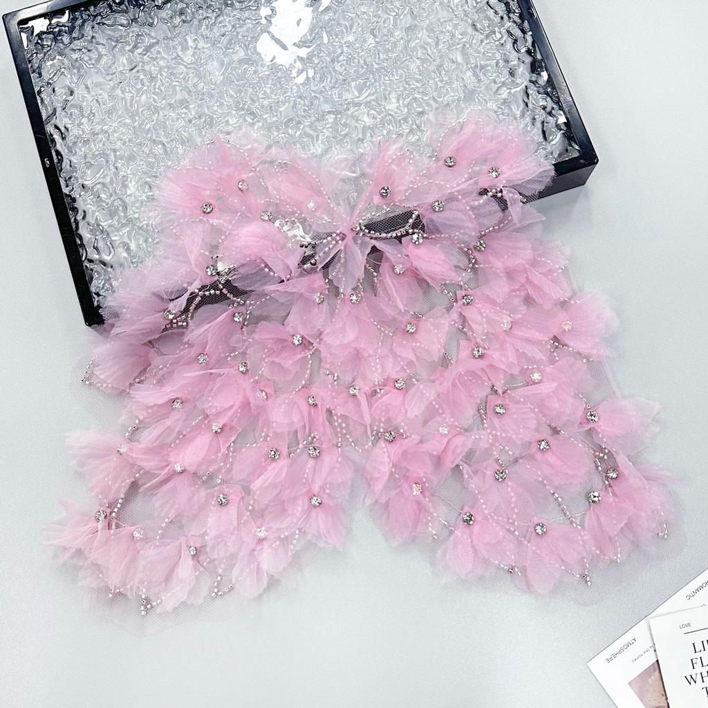 Exquisite Beaded Rhinestone Chiffon Flower Decorative Cloth Sticker Clothing Dress Wedding Dress Suspender Accessories Front Collar Cloth Sticker