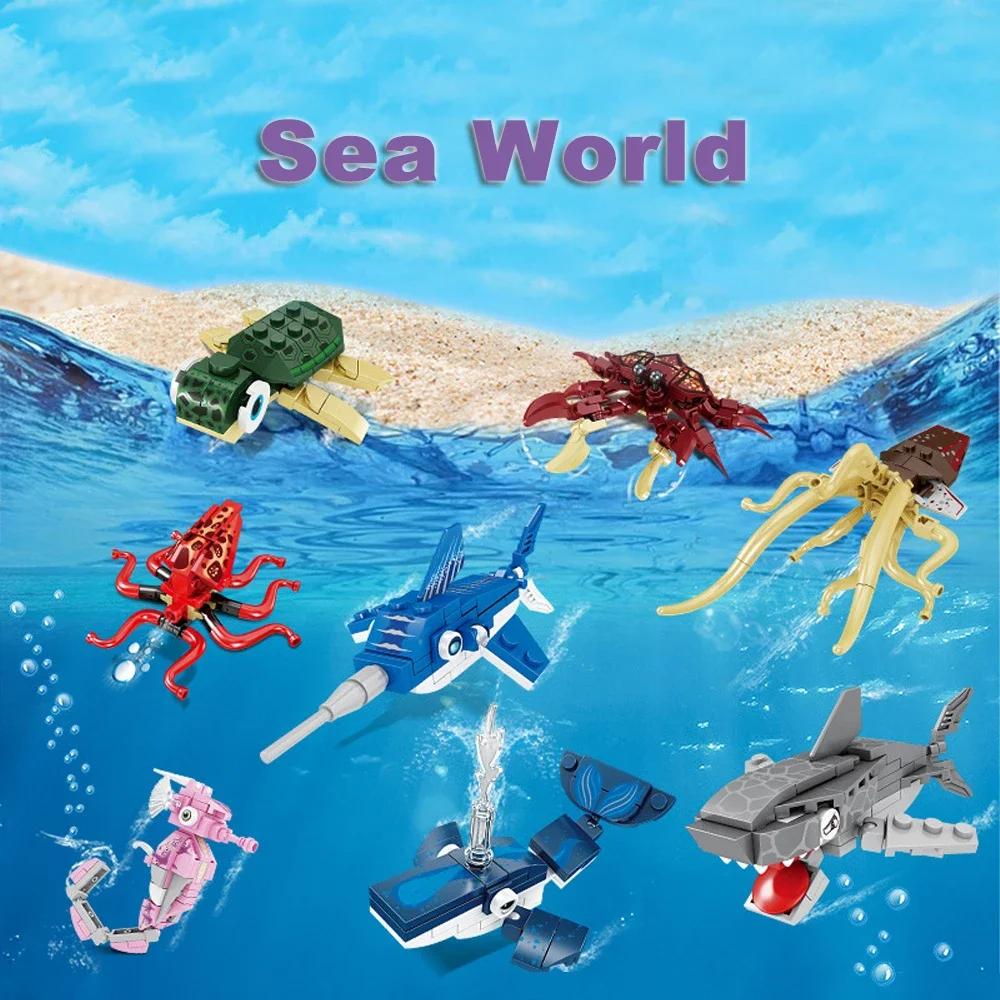 Knew Built Seahorse Ocean World Building Blocks Toys Perfect for Kids Engaging Underwater Adventure with Various Marine Animals