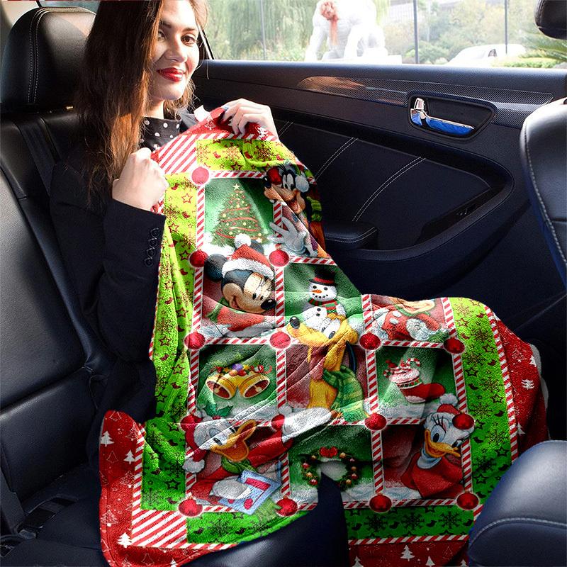1pc. Christmas Disney Characters Blanket, Festive Holiday Decor for Home, Soft Throw Blanket for All Seasons, Soft Flannel Throw Blanket, Li