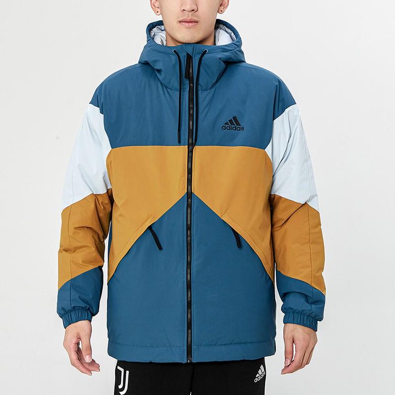 Adidas Color Block Spliced Warm Cotton Jacket Men Outerwear Military-Blue GT7396