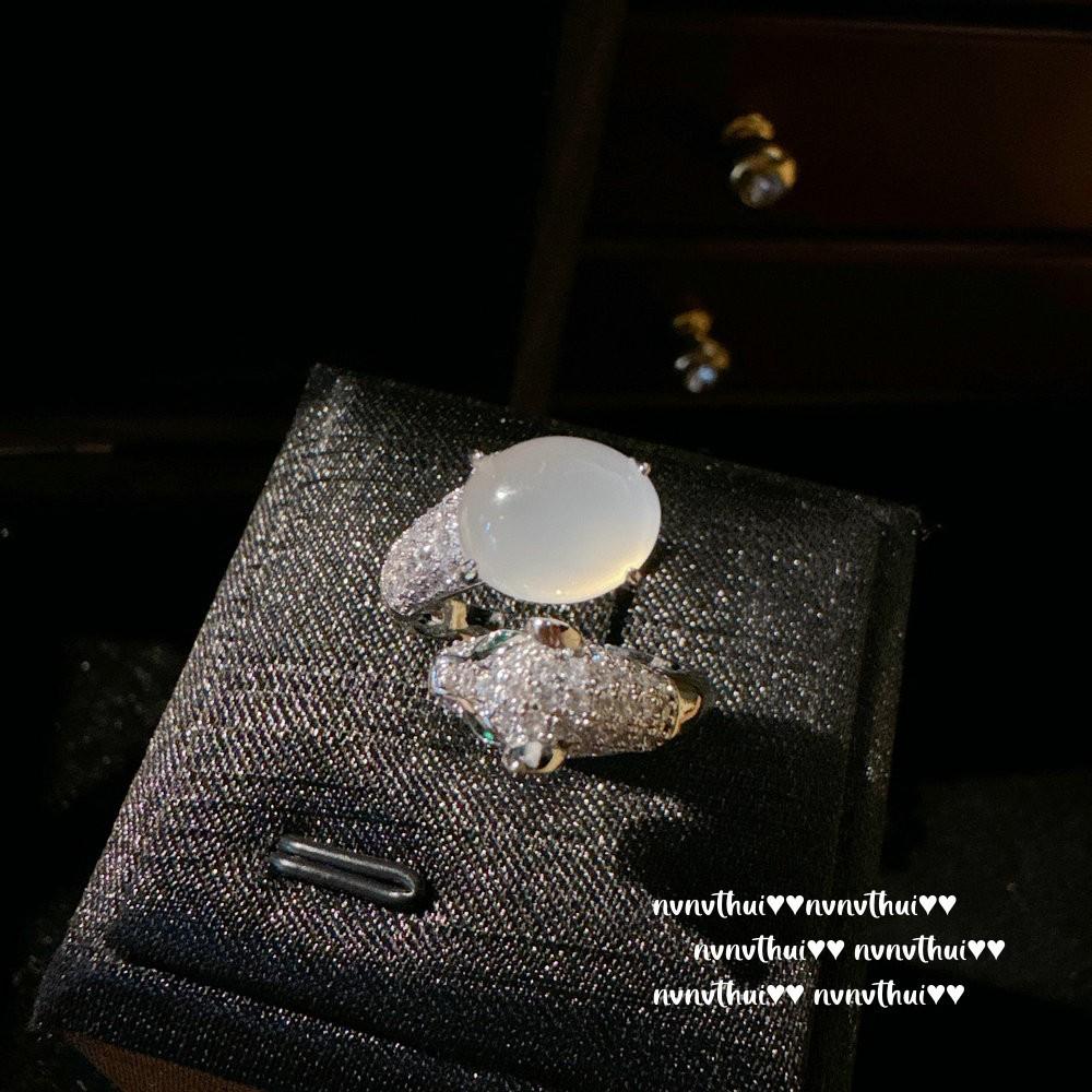 Lychee Frozen White Chalcedony, Gourd Gem Necklace, Water Spirit, 18K Gold Plated, High Ice Chalcedony Cheetah, Ring