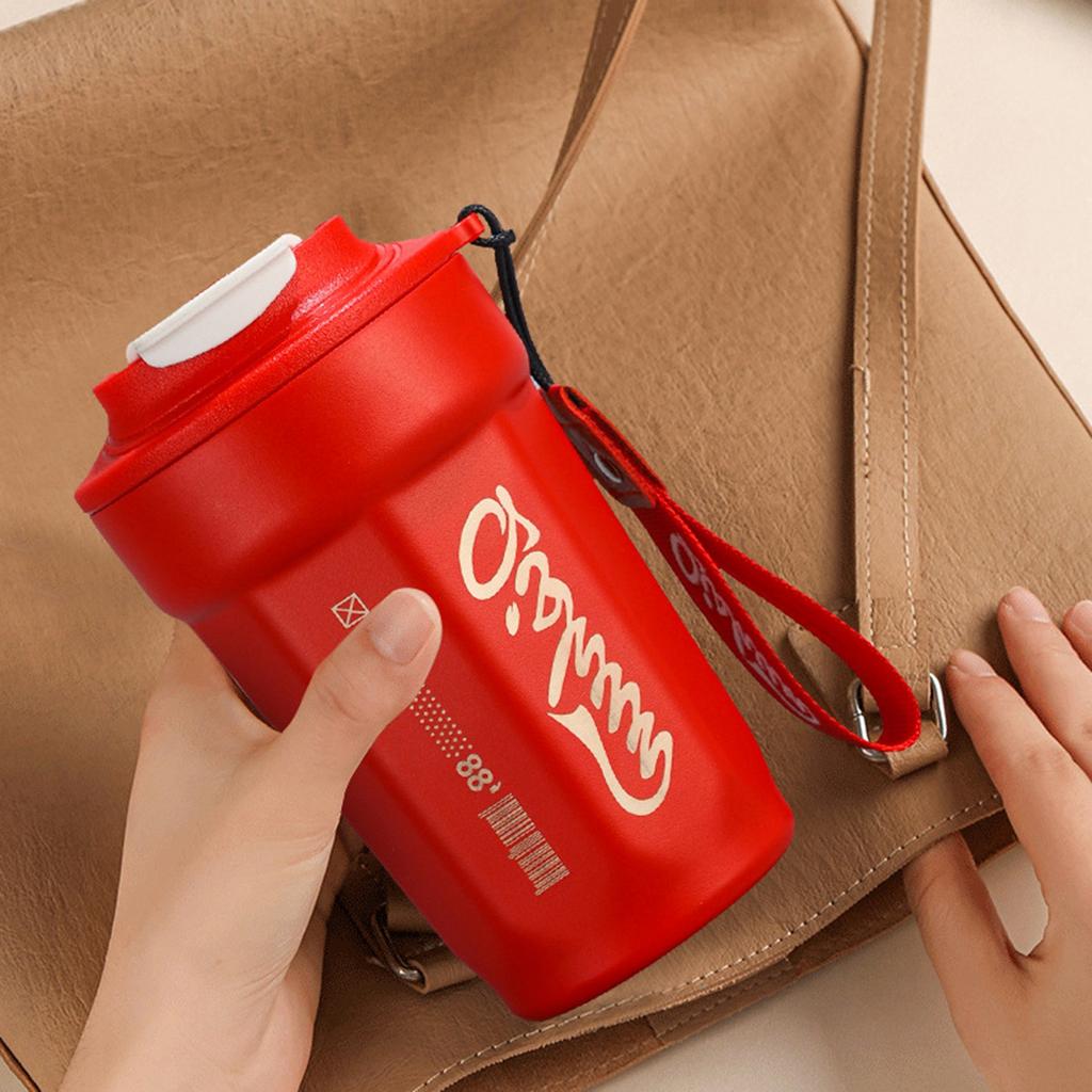 Stainless Steel Insulated Cup With Lifting Rope, Car Mounted Direct Drinking Accompanying Cup, Mug, Octagonal Coffee Cup