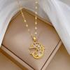 Titanium Steel Zircon Dolphin Light Luxury Banquet Wedding Necklace Female Versatile Clavicle Chain Titanium Steel Chain
