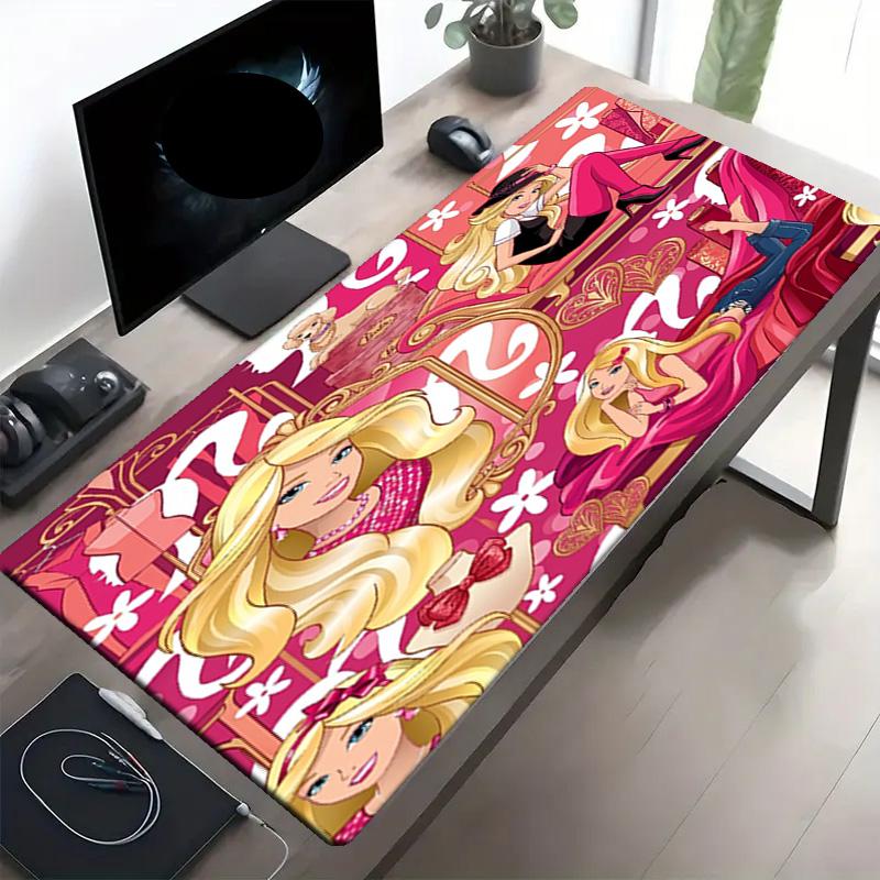 Barbie Print Mouse Pad, Anti‑Slip Desktop keyboard Mat, for PC Laptop Gaming Working Daily Use, Cool Festival Surprise Gift