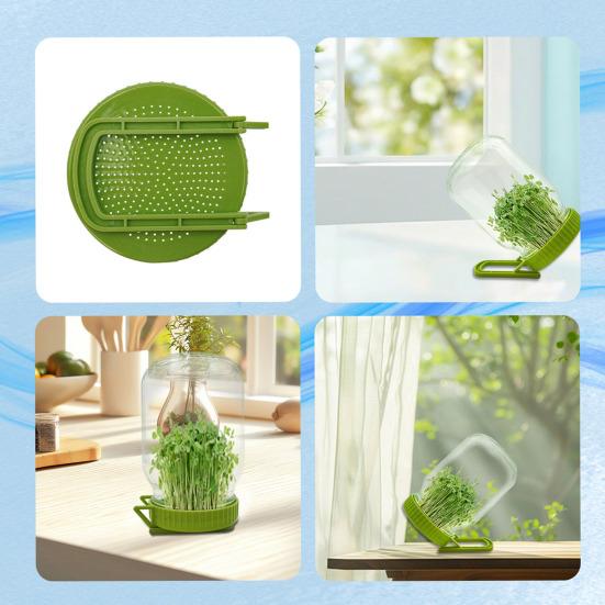 Sprouting Lid with Stand Bean Sprouting Lid for Mason Jars BPA Free Plastic Sprout Maker Kit Easy Seeds Germination Tools for Alfalfa Broccoli Salad