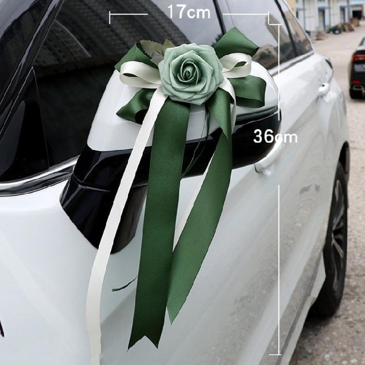 Set of 8 Nuptial Car Adornment with Ribbons Beautiful Silk Bowknot Auto Glasses Adornment for Matrimonial Ceremony