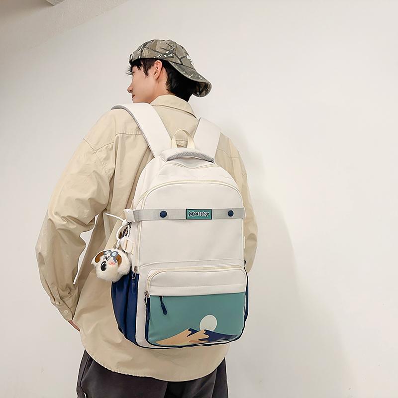 Student Schoolbag Women's Large Capacity Printed Colorblock Travel Backpack Men's Backpack