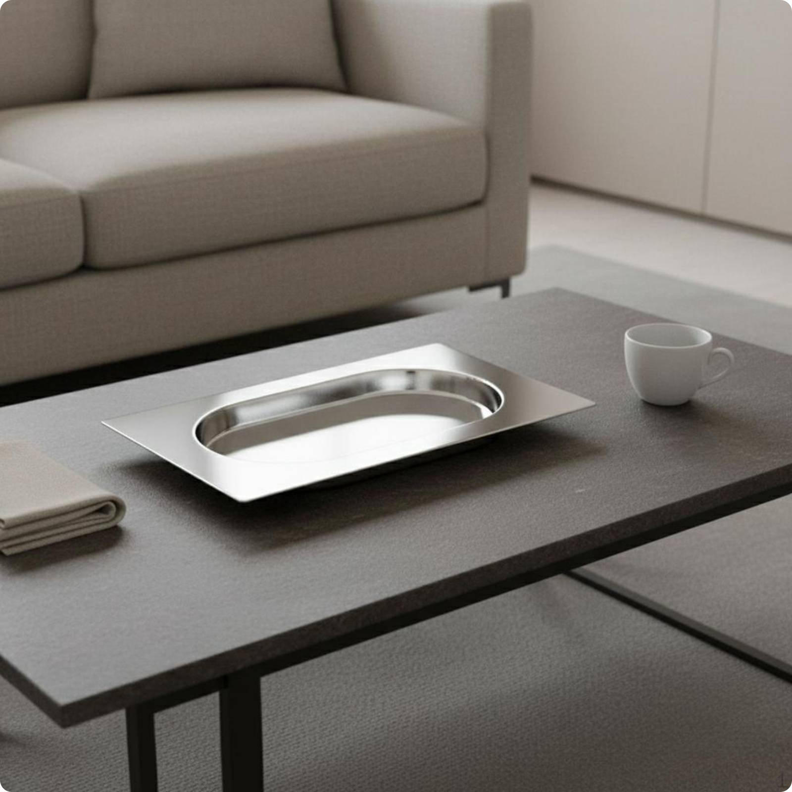 Geometric Stainless Steel Tray Mirror Finish Modern Metal Display Decorative