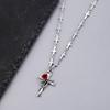 Versatile Crucifix Pendant Chain Rose Detailing Adjustable Necklace for Everyday Outfits Religious Accessory Jewelry