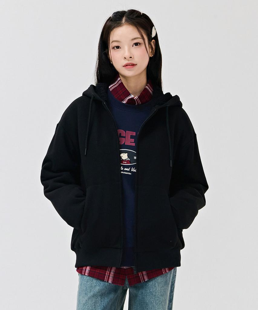 Chasecult Unisex Boa Lined Zip-Up Hoodie - Black