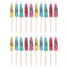 20pcs Wooden Bar Cocktail Decor Mixed Color Cocktail Mini Umbrella Parasol Snack Toothpicks