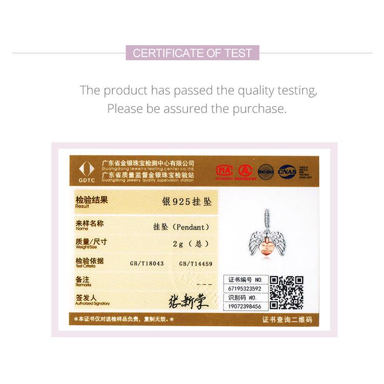 BAMOER Guardian Wings Family Anhänger Echt 925 Sterling Silber Charm für Frauen Silber Armband Herz