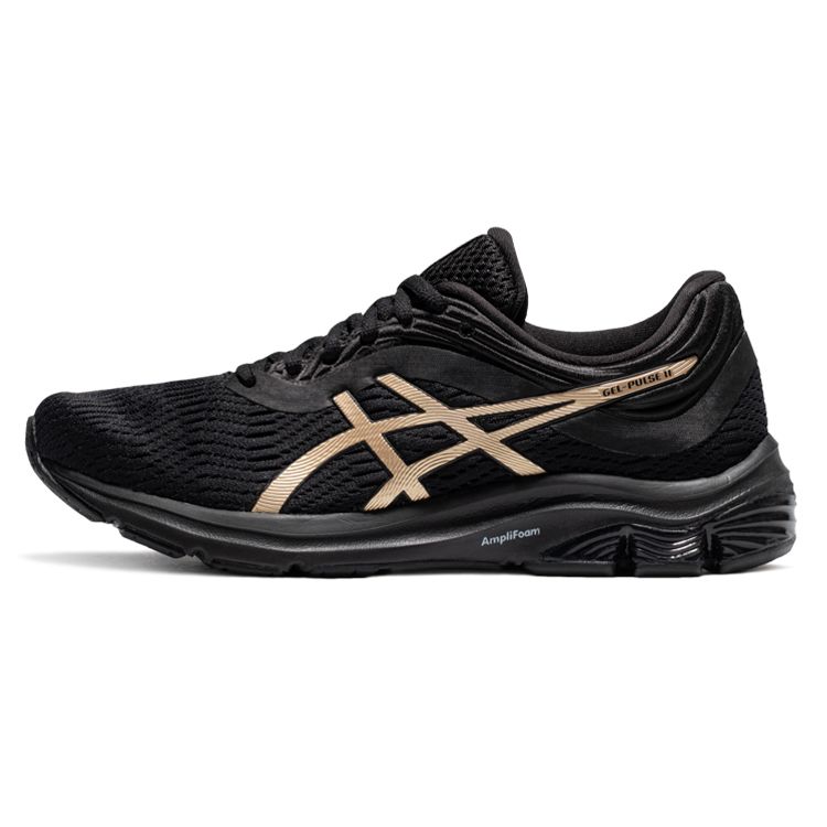 Asics Gel-Pulse 11 Comfortable Fabric Synthetic Leather Durable Breathable Low-Top Training Running Shoes Women sneaker Black Gold 1012B138-001