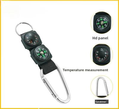 Boucle d'alpinisme à boussole multifonctionnelle avec thermomètre Cordon Boussole Porte-clés