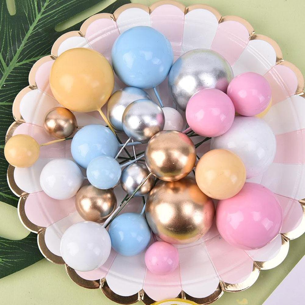 20pcs Golden-Ball Cake Topper Birthday Party-Cupcake Topper For Cake Decor