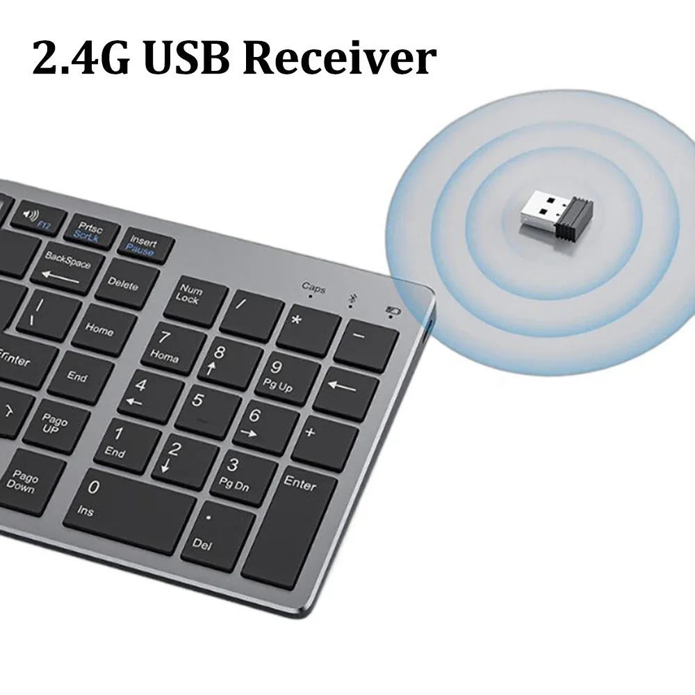 Dual-Mode-Tastatur TWO Bluetooth-Tastatur 2.4G Drahtlose Tastatur 102 Tasten Wiederaufladbare Tastatur Für PC Android Windows macOS