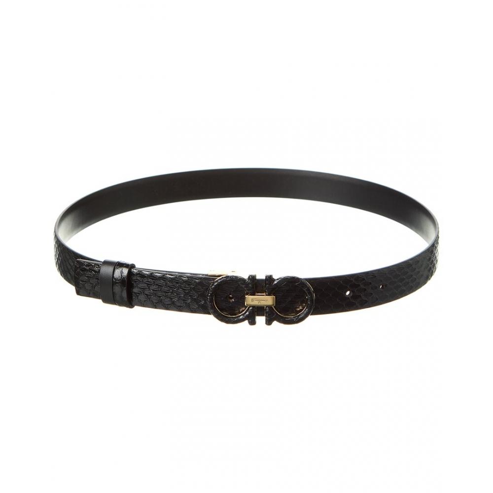 

Salvatore Ferragamo Ferragamo Gancini Регулируемый ремень из змеиной кожи черный